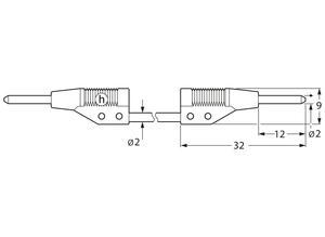 Hirschmann Test and connecting lead, Plug, 2 mm, un250 mm, black