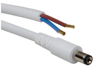BKL DC connection cable, 2 m, white, DC plug, 2.1 x 5.5 mm
