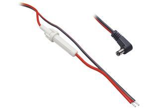 BKL DC connection cable with fuse holder, 1.6 m, red/black, DC plug, 2.1 x 5.5 mm