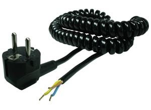Plastro Power cord in spiral version, Europe, 0.5 m, black