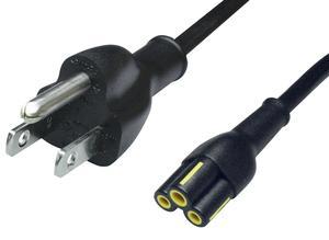 Volex Power cord in compact design, North America, 0.5 m, black