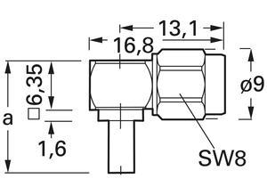 Telegärtner Coaxial plug, SMA, 50 Ω, Angled