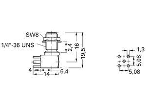 Telegärtner Coaxial panel-mount socket for printed circuits, SMA, 50 Ω, Angled