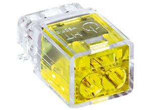 HellermannTyton Push-wire connector, 2-pole, transparent/yellow, 11.8 x 10.4 x 19 mm, HECP-2, 148-90