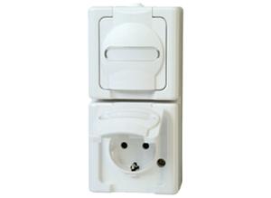 Kopp Surface-mount two-way Schuko-style socket outlet for wet rooms