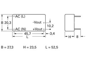 Traco Power supply module, 20 W, 24 V, 75 %