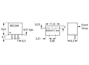 RECOM DC/DC converter, 3.3 V, 78 %, 0.5 A