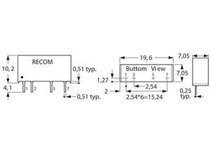 RECOM DC/DC converter, 5 V, 1 W, 70 %