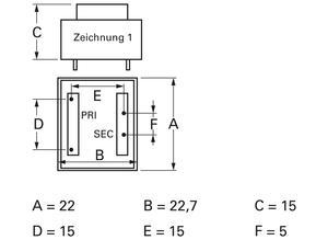BLOCK PCB transformer, short circuit-proof, 0.35 V·A, 6 V, 58 mA