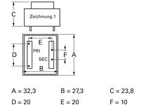 BLOCK PCB transformer, short circuit-proof, 1.5 V·A, 12 V, 0.125 A
