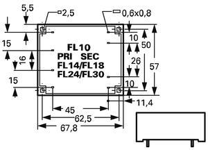 BLOCK PCB flat transformer, 18 V·A, 8 V, 8 V