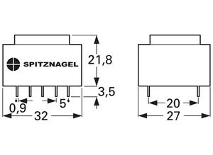 Spitznagel PCB transformer, 1.5 V·A, 6 V, 0.25 A