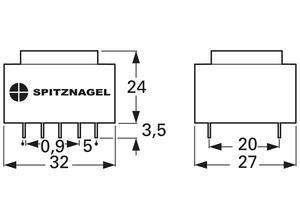 Spitznagel PCB transformer, 1.8 V·A, 12 V, 12 V