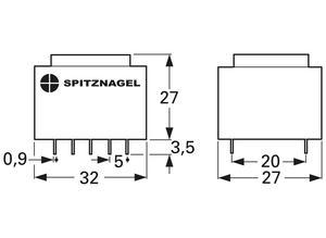 Spitznagel PCB transformer, 2.2 V·A, 6 V, 0.367 A
