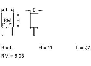 BCcomponents PET film capacitor 1 µF, ±10 %, 63 V (DC), RM 508 mm