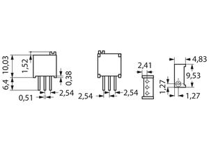 Bourns Cermet trimmer potentiometer, 1 kΩ, 0.5 W, Bourns 3296W-1-102LF