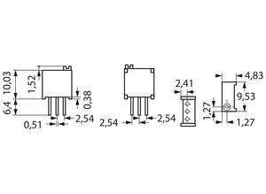 Bourns Cermet trimmer potentiometer, 1 kΩ, 0.5 W, Bourns 3296W-1-102LF