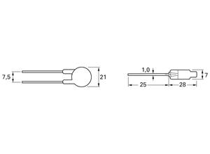 Epcos NTC resistor, 10 Ω (10R), 3300 K, 5.1 W