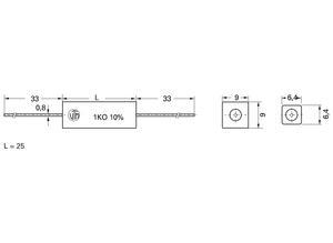 Vitrohm Wire-wound resistor, 0.1 Ω (R10), 5 W, +400 ± 50 ppm