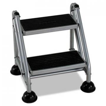 COSCO Rolling Commercial Step Stool, 2-Step, 19 7/10 Spread, Platinum/Black (11824GGB1)