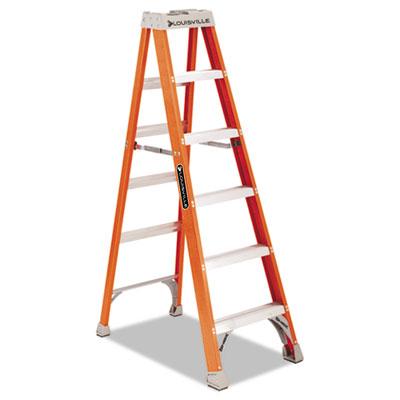Louisville FS1500 Series Fiberglass Step Ladder FS1506, 300 lbs Capacity, 5 Step, Red