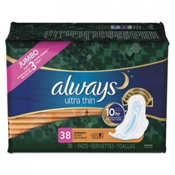 Always 95236 Ultra Thin Overnight Pads with Wings
