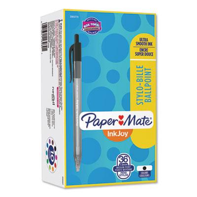 Paper Mate InkJoy 100 RT Retractable Ballpoint Pen, Medium 1 mm, Black Ink, Gray Barrel, 36/Pack