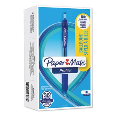Paper Mate Profile Retractable Ballpoint Pen, Bold 1.4 mm, Blue Ink/Barrel, 36/Pack