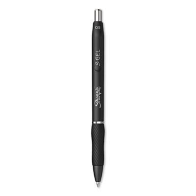 Sharpie S-Gel S-Gel Retractable Gel Pen, Fine 0.5 mm, Black Ink, Black Barrel, Dozen