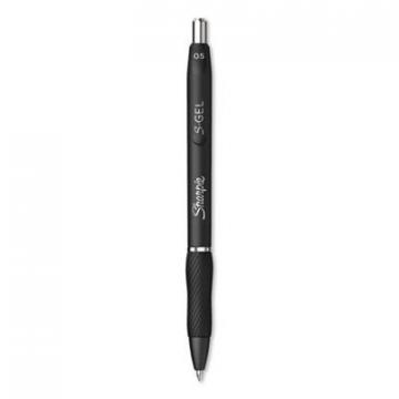 Sharpie S-Gel S-Gel Retractable Gel Pen, Fine 0.5 mm, Black Ink, Black Barrel, Dozen