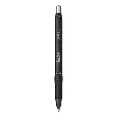 Sharpie S-Gel S-Gel Retractable Gel Pen, Fine 0.5 mm, Blue Ink, Black Barrel, Dozen