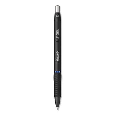 Sharpie S-Gel S-Gel Retractable Gel Pen, Medium 0.7 mm, Blue Ink, Black Barrel, Dozen