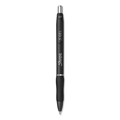 Sharpie S-Gel S-Gel Retractable Gel Pen, Medium 0.7 mm, Black Ink, Black Barrel, Dozen
