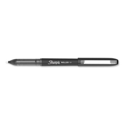 Sharpie Roller Roller Ball Stick Pen, Fine 0.5 mm, Black Ink/Barrel, Dozen