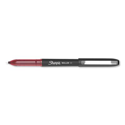 Sharpie Roller Roller Ball Stick Pen, Fine 0.5 mm, Red Ink/Barrel, Dozen