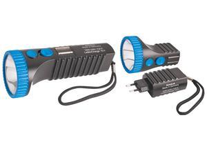 Acculux Rechargeable LED torch, black/blue, 120 V, 230 V