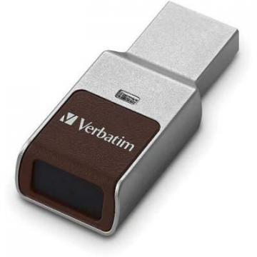 Verbatim 64GB Fingerprint Secure USB 3.0 Flash Drive with AES 256 Hardware Encryption – Silver