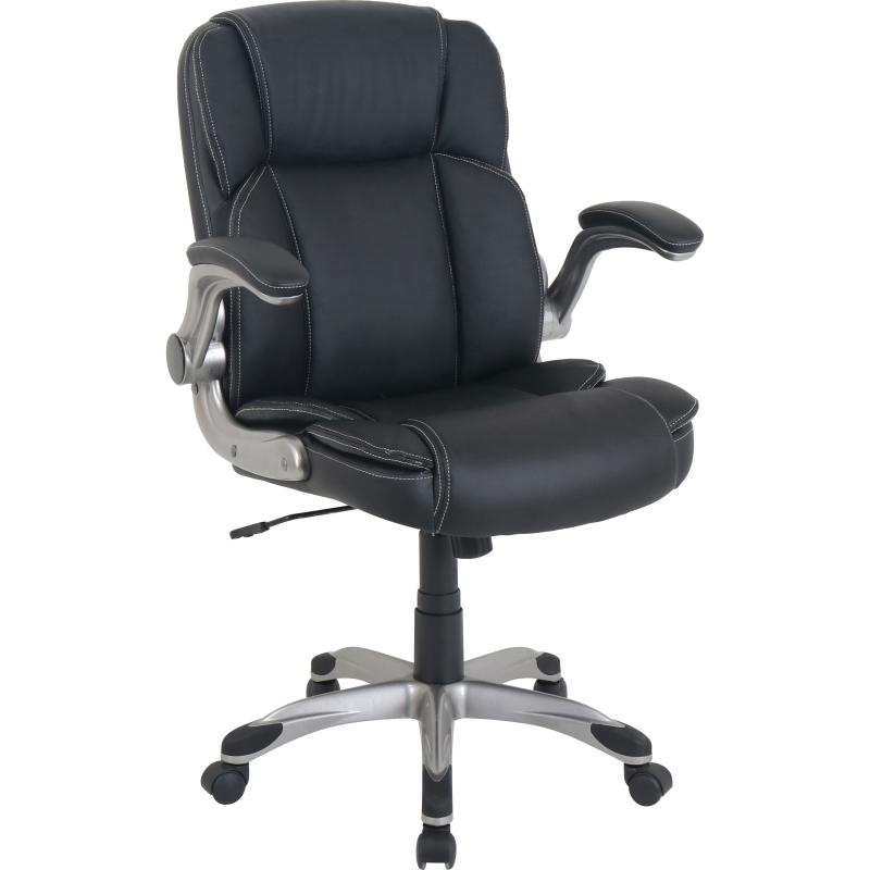 Lorell Soho Flip Armrest Mid-back Leather Chair