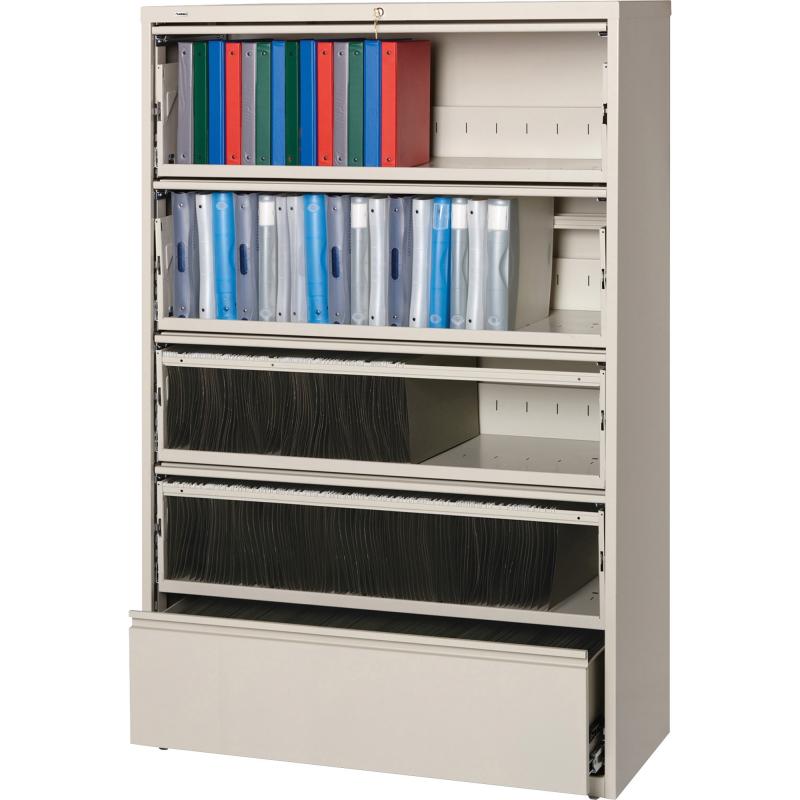 Lorell Receding Lateral File with Roll Out Shelves - 5-Drawer 43516