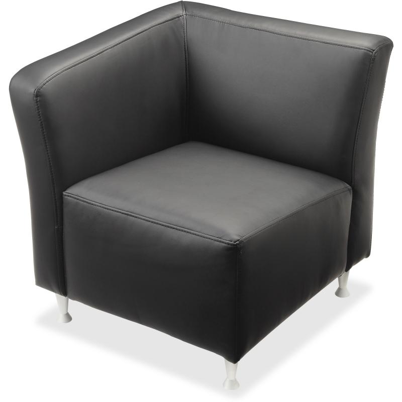 Lorell Fuze Modular Series Black Leather Guest Seating