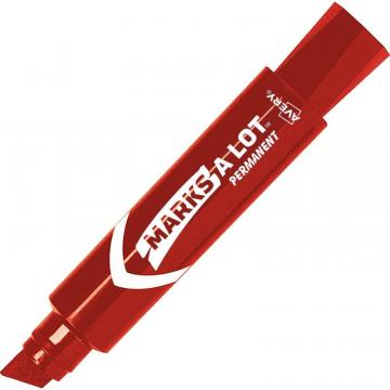 Avery Marks A Lot Permanent Markers, Jumbo Desk-Style Size, Chisel Tip, Red Marker