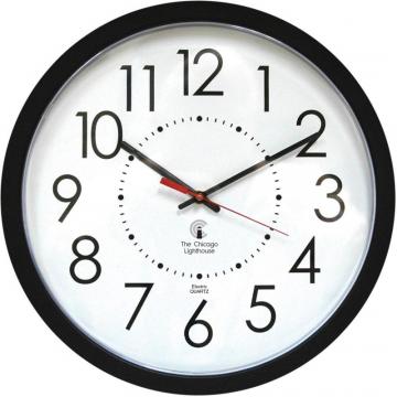 Chicago Lighthouse 14.5" Black Electric Wall Clock