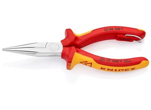 Knipex VDE Snipe Nose Side Cutting Pliers with tether attachment point, 160 mm