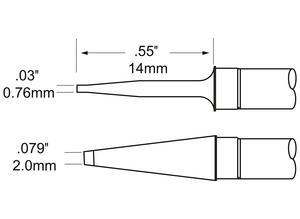 METCAL Tweezers cartridge for soldering system, Blade shape, 2.0 mm