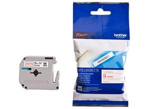 Brother Labelling tape cartridge, 9 mm, tape white, font red, 8 m