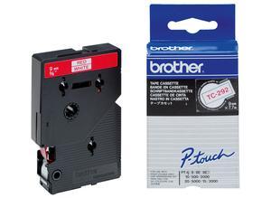Brother Labelling tape cartridge, 9 mm, tape white, font red, 7.7 m