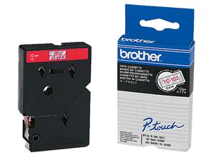 Brother Labelling tape cartridge, 12 mm, tape transparent, font red, 7.7 m