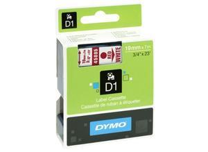 Dymo Labelling tape cartridge, 19 mm, tape white, font red, 7 m