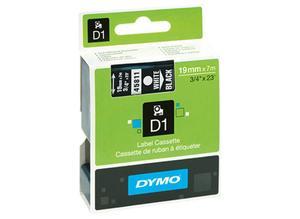 Dymo Labelling tape cartridge, 19 mm, tape black, font white, 7 m