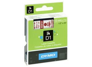 Dymo Labelling tape cartridge, 12 mm, tape transparent, font red, 7 m